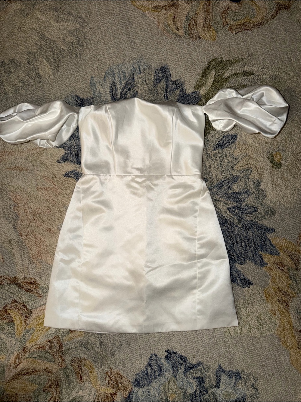 Lulus Off-Shoulder Satin Mini Dress in White
